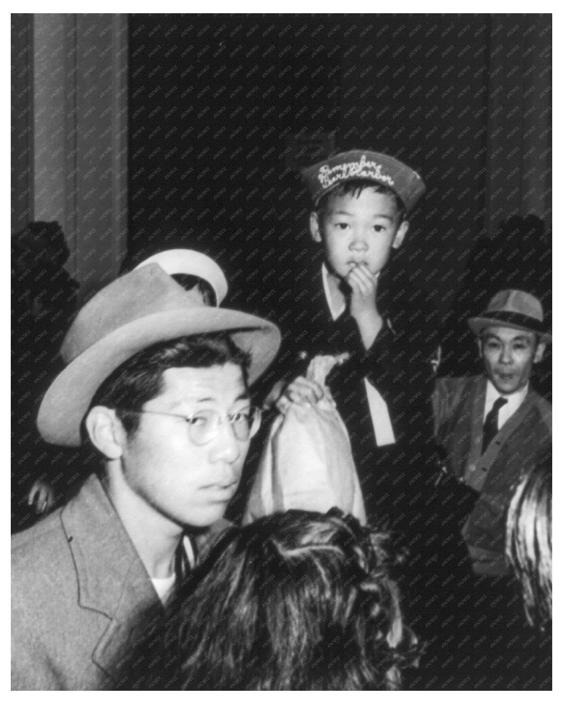 Japanese - American Family at Wartime Civil Control Station San Francisco 1942 Vintage Photo - Available at KNOWOL