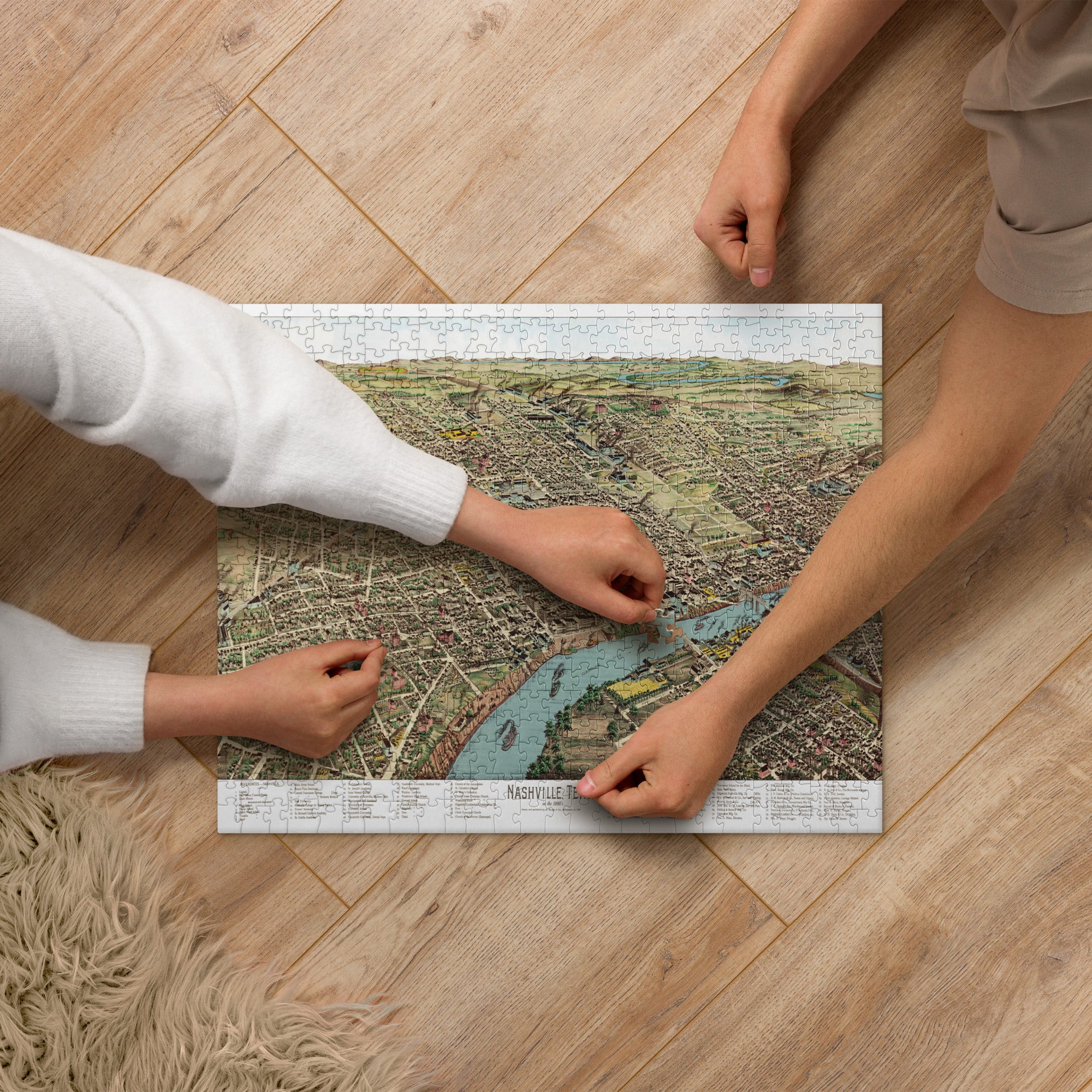 Nashville, TN Vintage Map Jigsaw Puzzle
