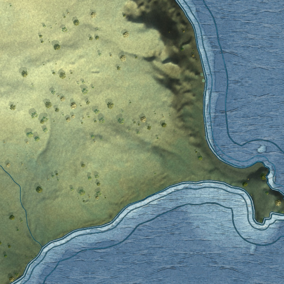 Close-up of the map of Akutan, Alaska print showing street and building detail
