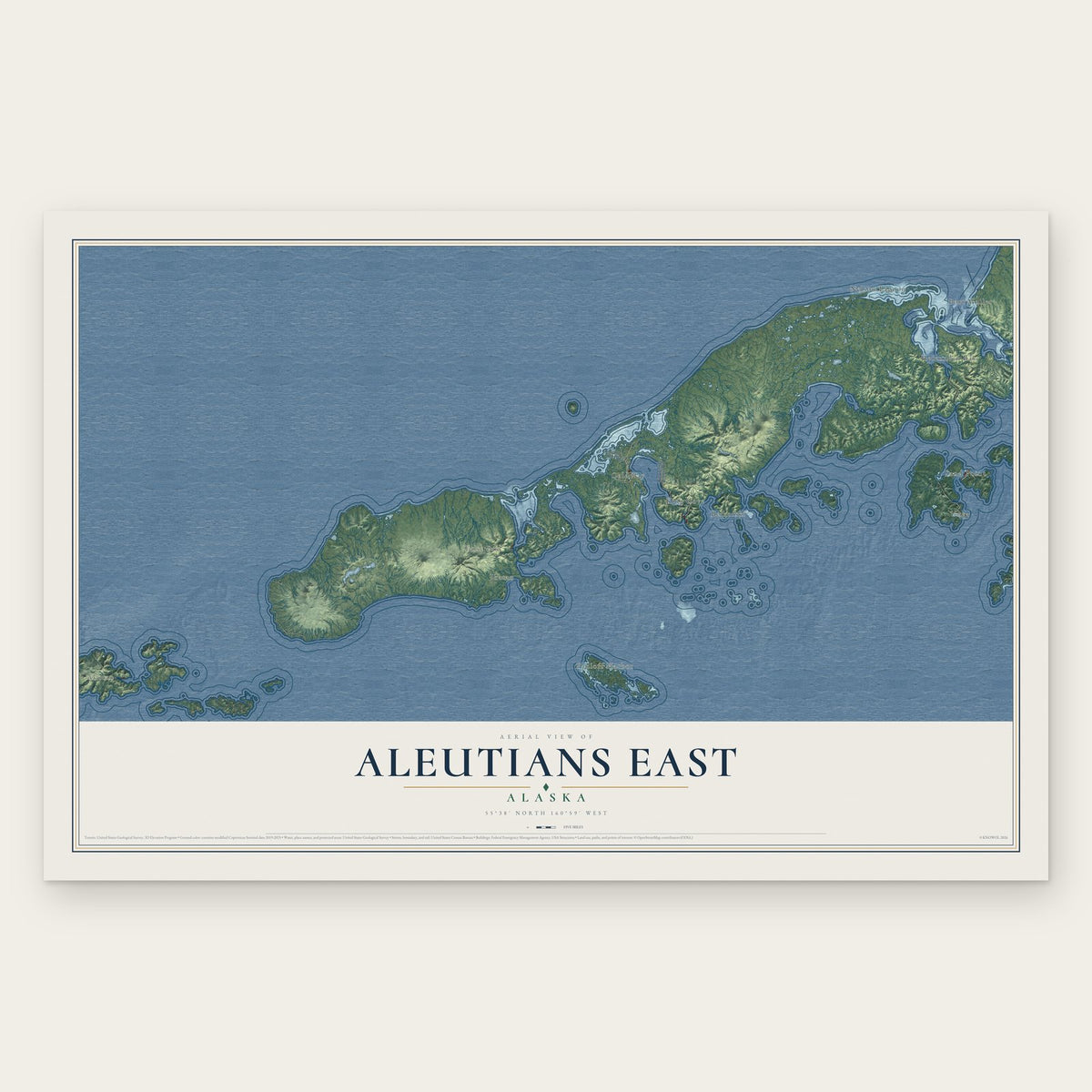 Aleutians East, Alaska map print, the full design