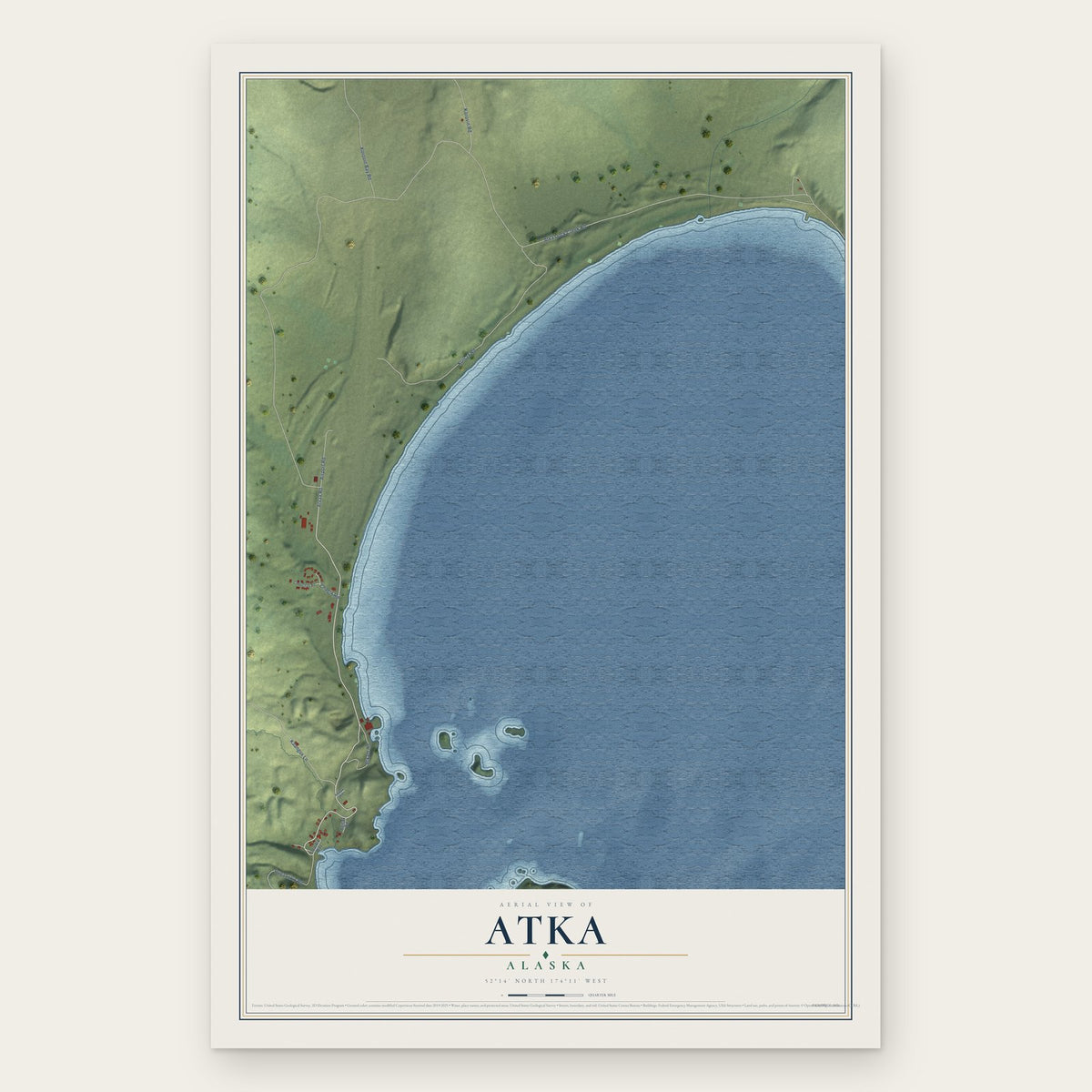 Atka, Alaska map print, the full design
