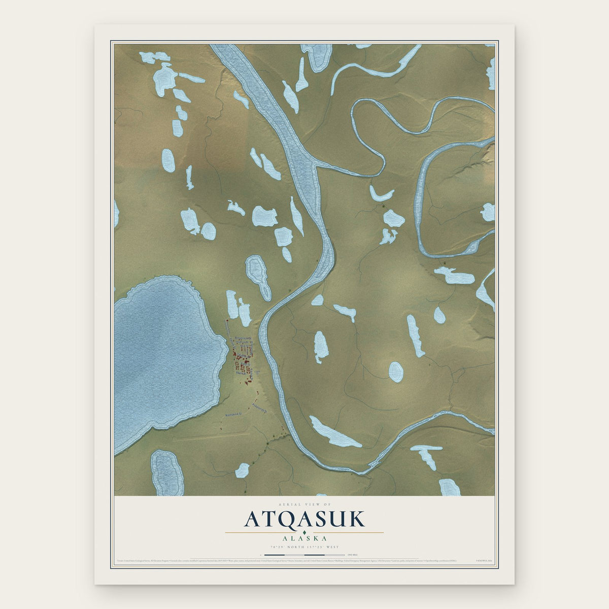 Atqasuk, Alaska map print, the full design