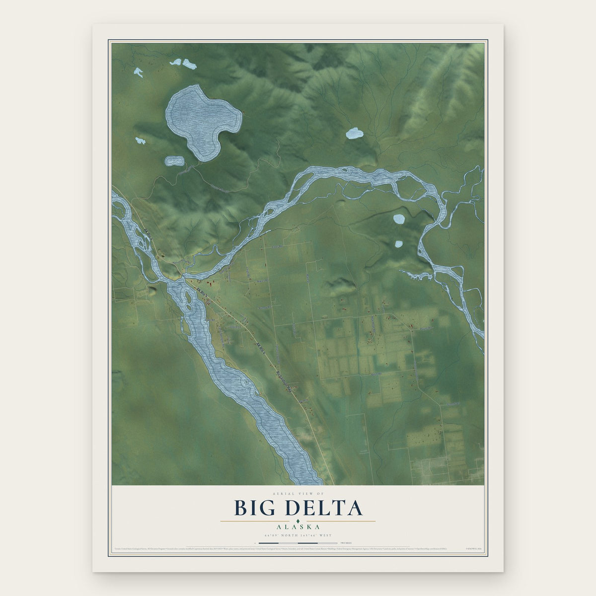 Big Delta, Alaska map print, the full design