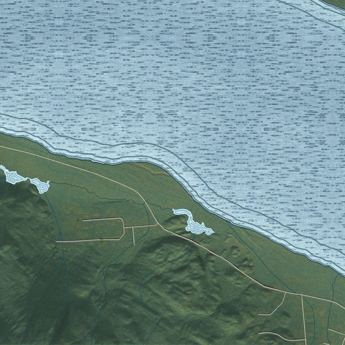 Close-up of the map of Butte, Alaska print showing street and building detail
