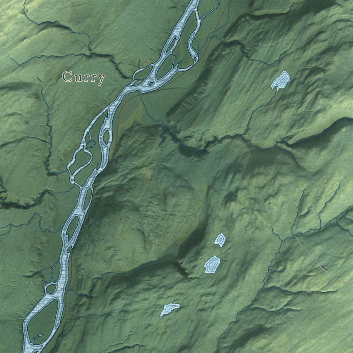 Close-up of the map of Chase, Alaska print showing street and building detail