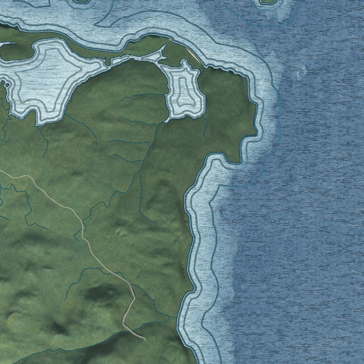Close-up of the map of Chiniak, Alaska print showing street and building detail