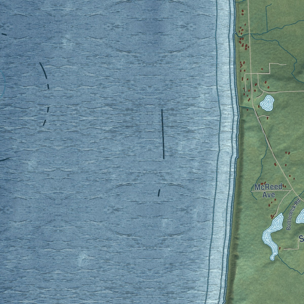 Close-up of the map of Cohoe, Alaska print showing street and building detail