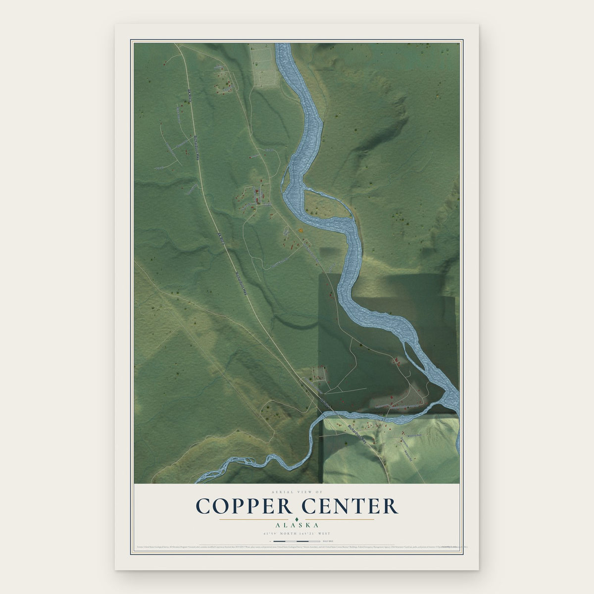 Copper Center, Alaska map print, the full design