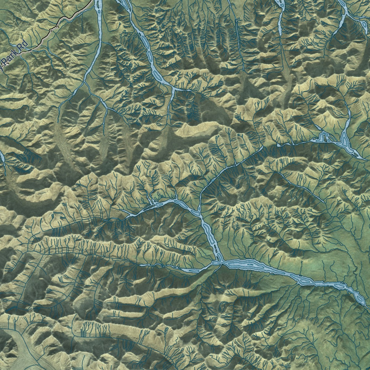 Close-up of the map of Denali, Alaska print showing street and building detail