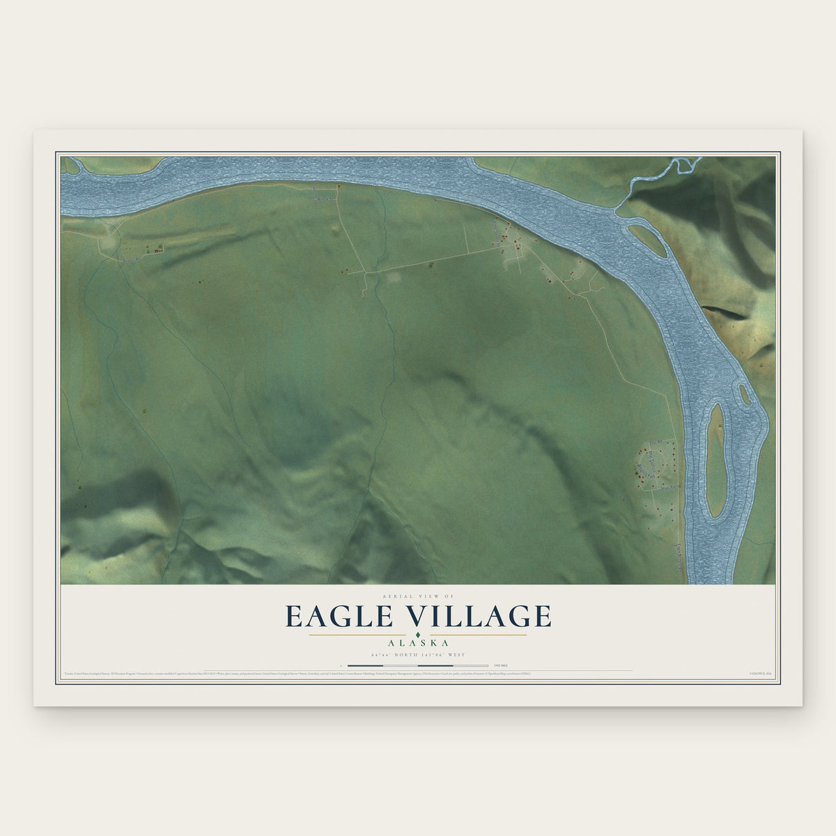 Eagle Village, Alaska map print, the full design