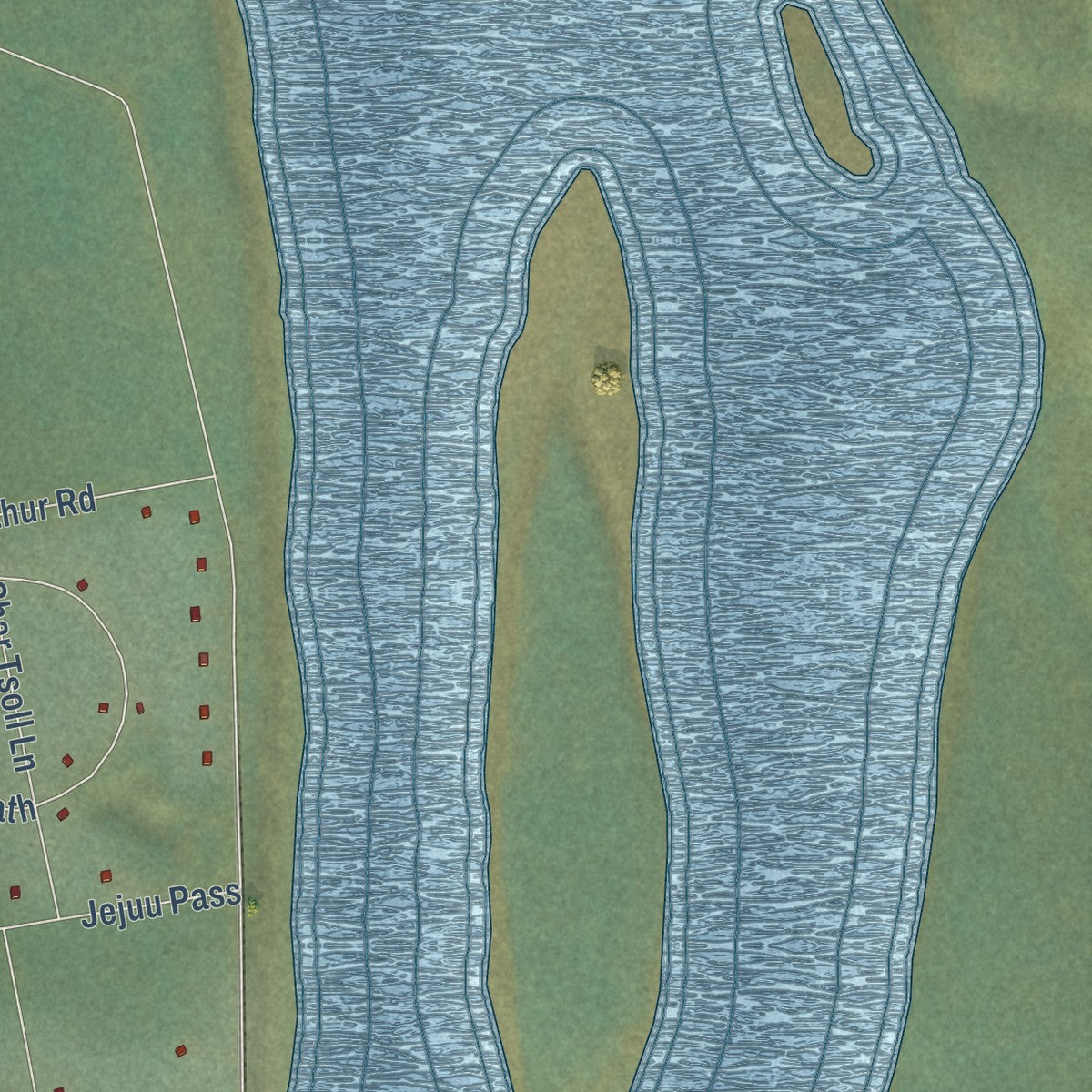 Close-up of the map of Eagle Village, Alaska print showing street and building detail