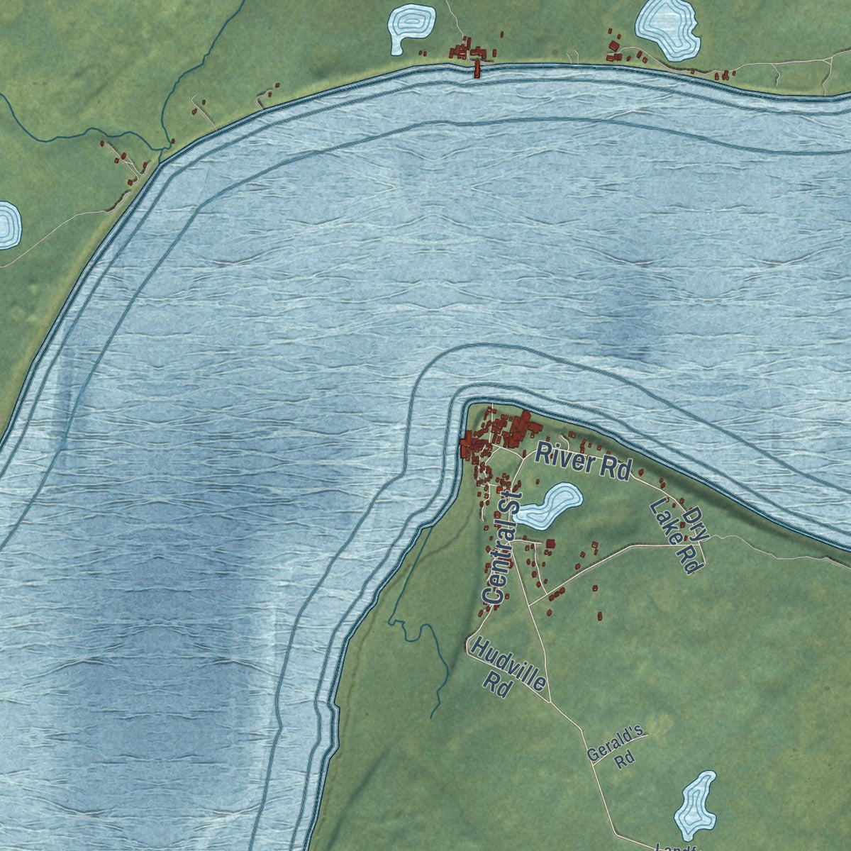 Close-up of the map of Egegik, Alaska print showing street and building detail