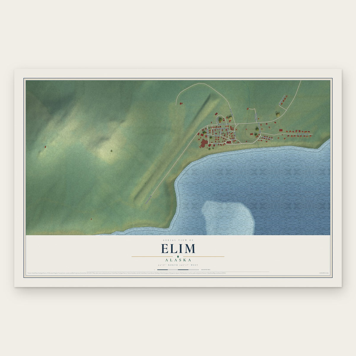 Elim, Alaska map print, the full design