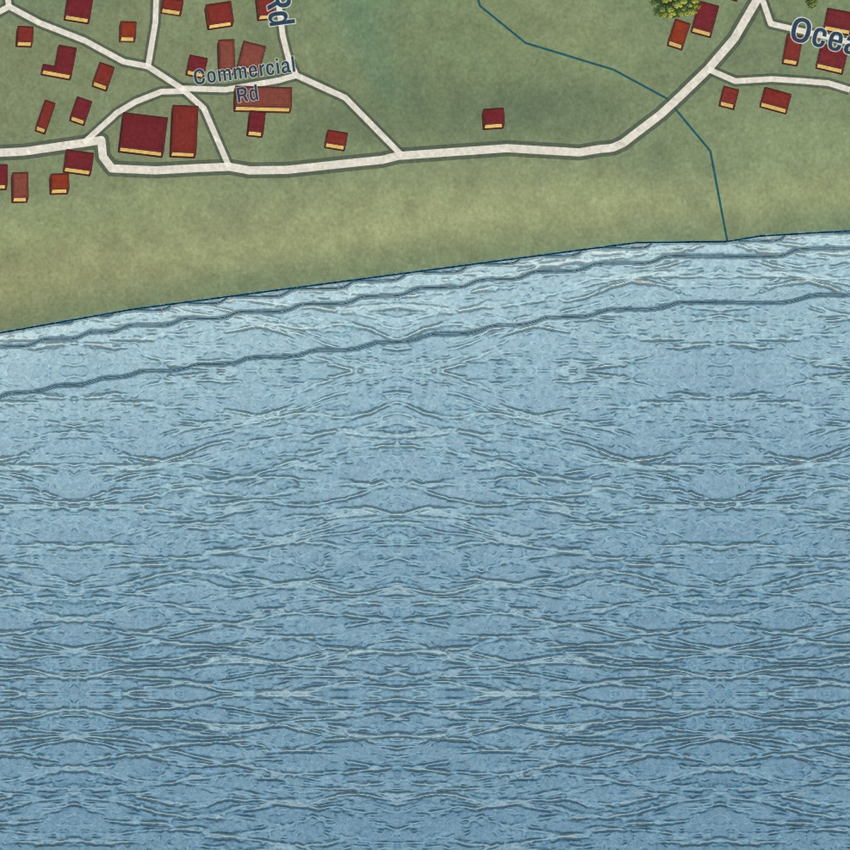 Close-up of the map of Elim, Alaska print showing street and building detail