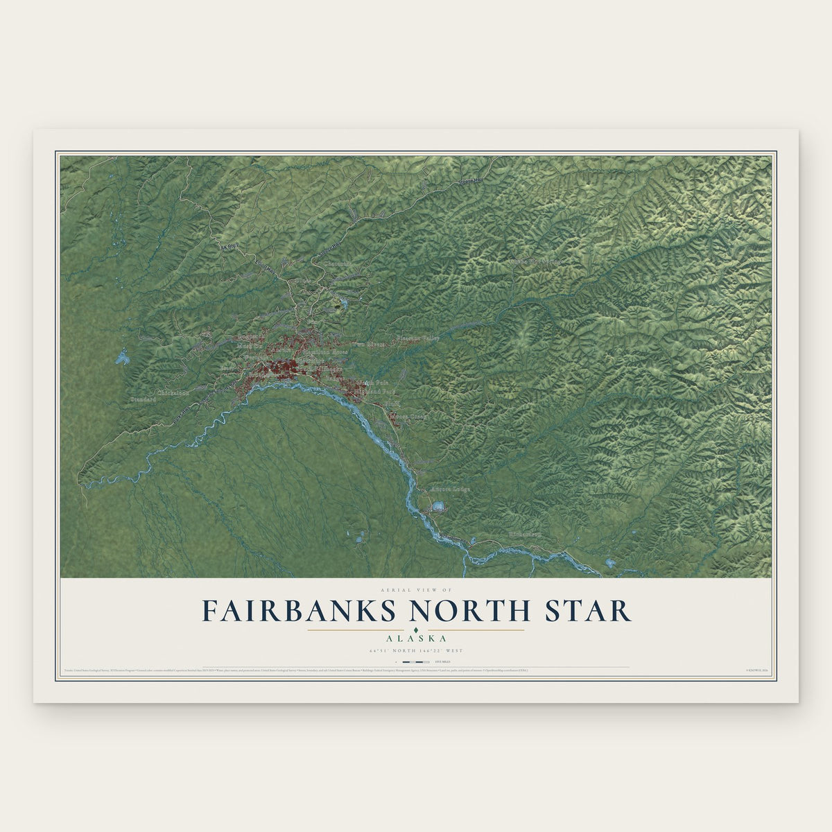 Fairbanks North Star, Alaska map print, the full design