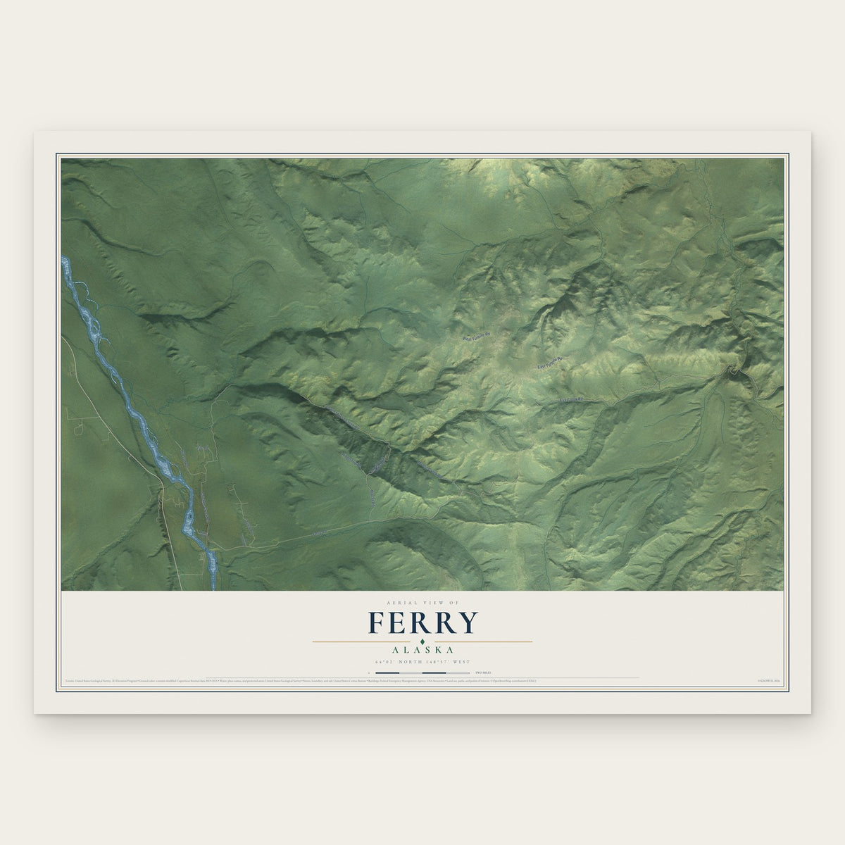 Ferry, Alaska map print, the full design