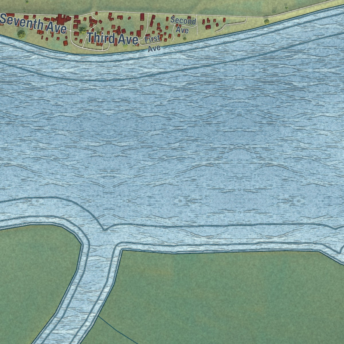 Close-up of the map of Galena, Alaska print showing street and building detail