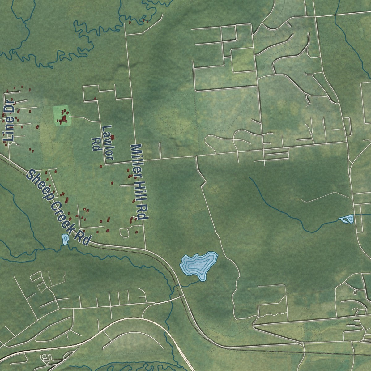 Close-up of the map of Goldstream, Alaska print showing street and building detail