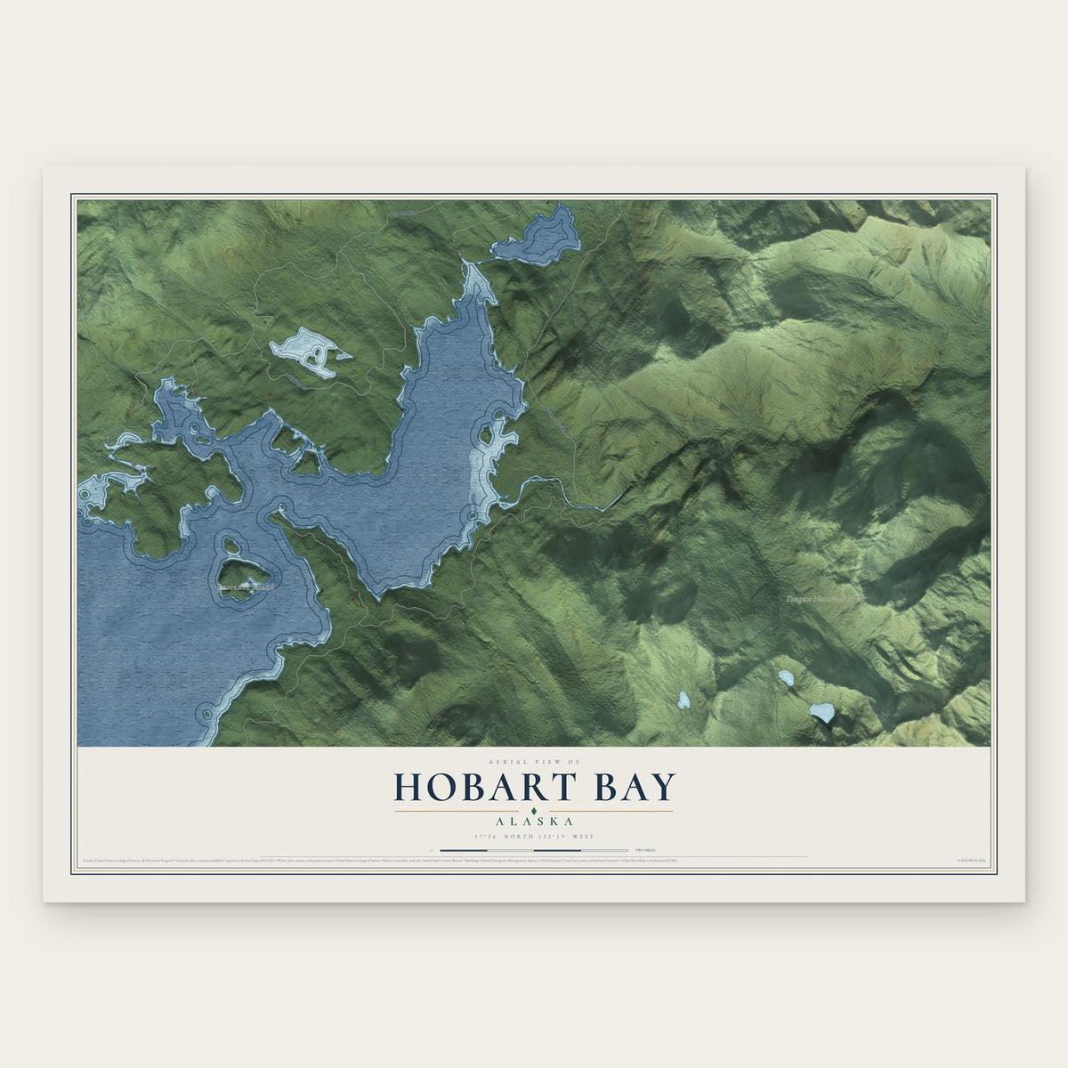 Hobart Bay, Alaska map print, the full design