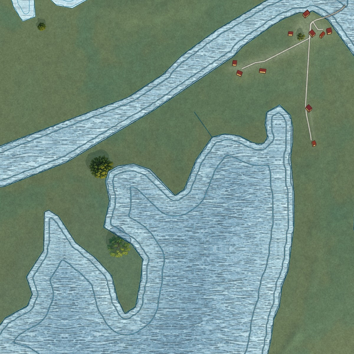 Close-up of the map of Kasigluk, Alaska print showing street and building detail