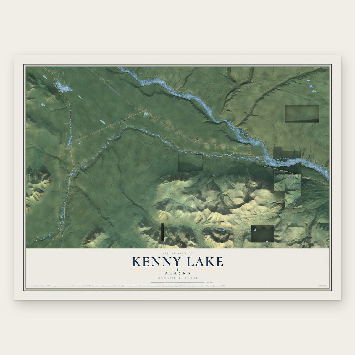Kenny Lake, Alaska map print, the full design