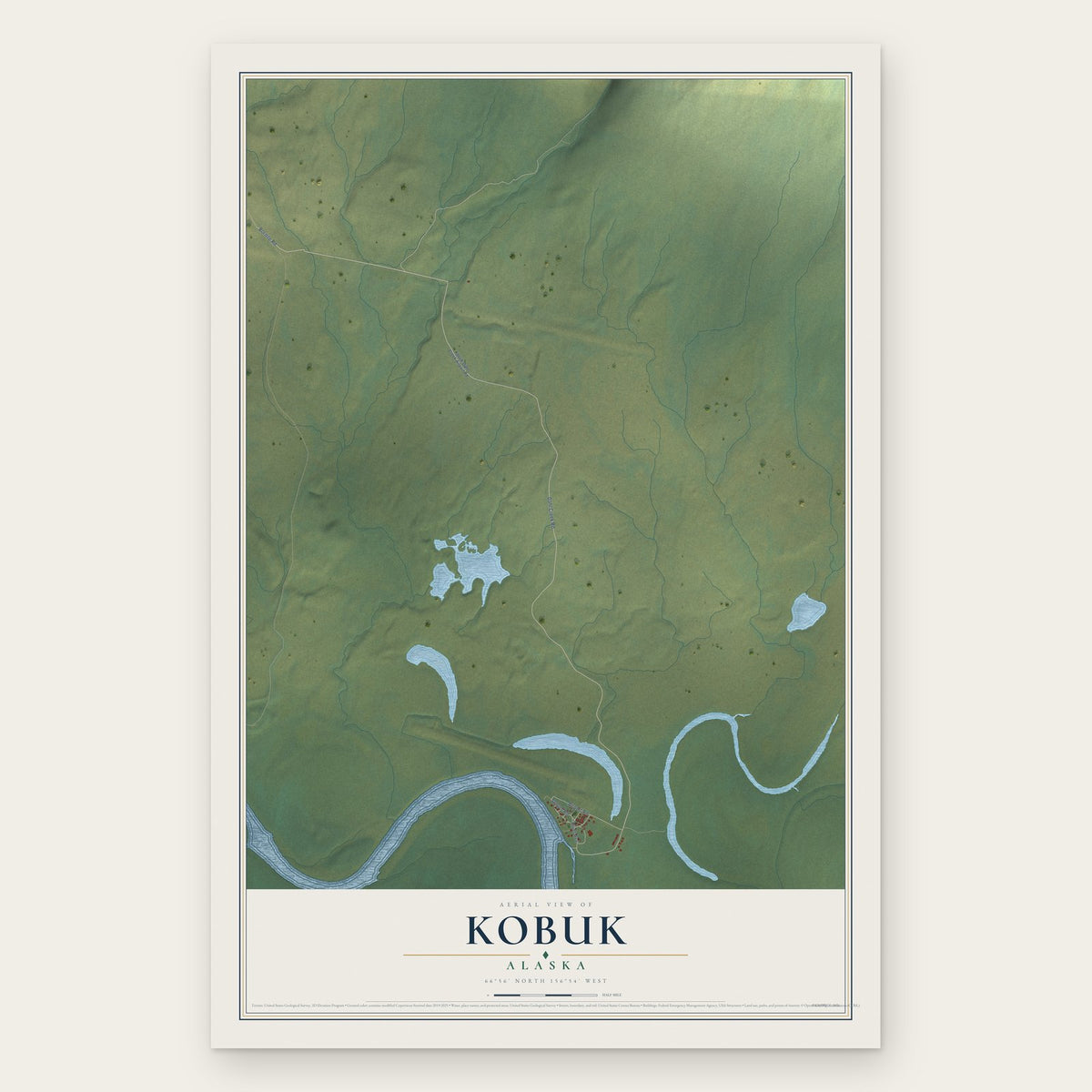 Kobuk, Alaska map print, the full design