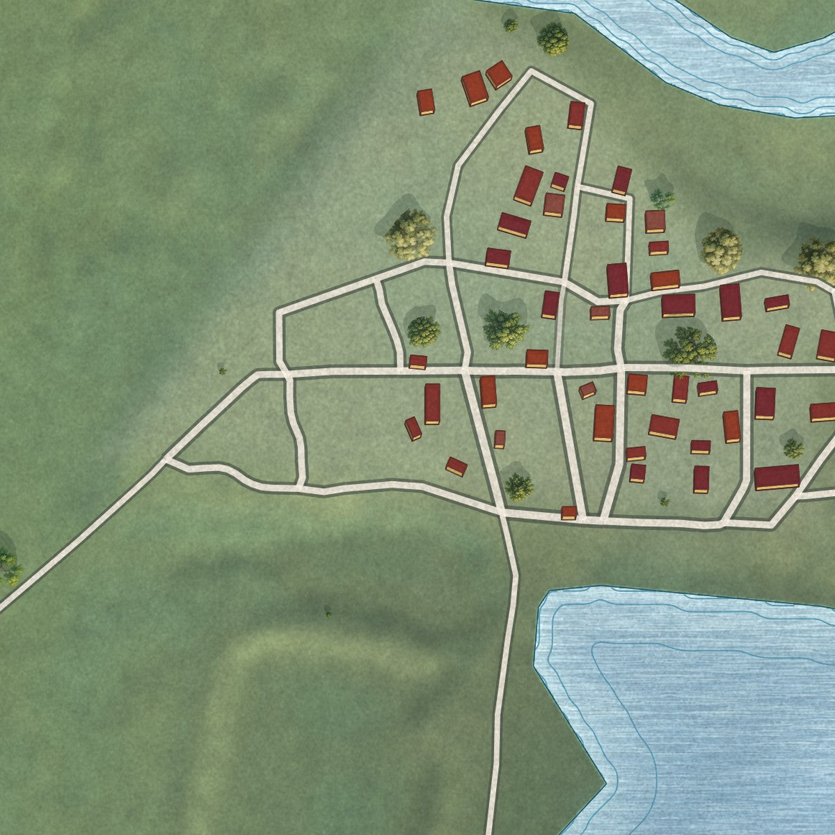 Close-up of the map of Kongiganak, Alaska print showing street and building detail