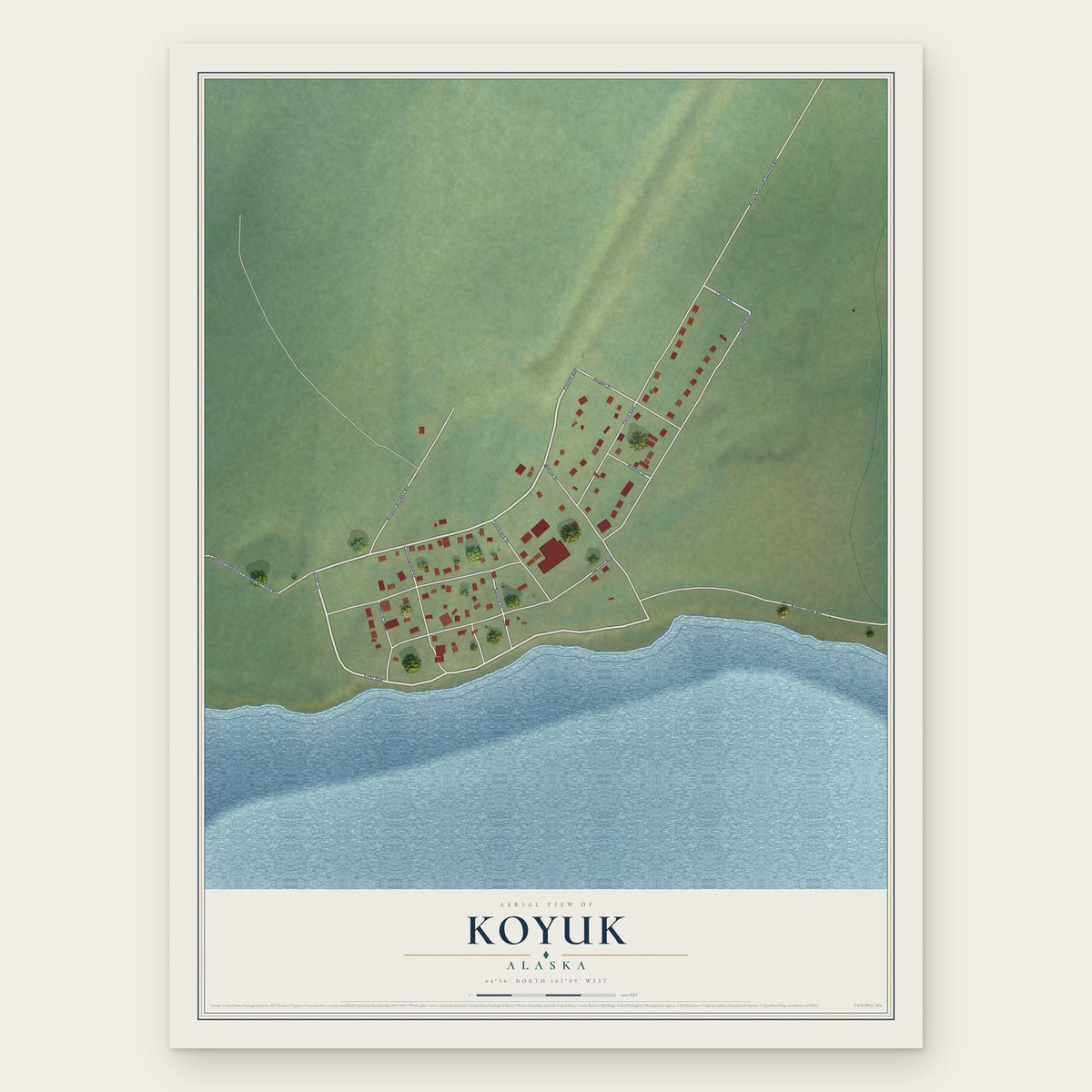 Koyuk, Alaska map print, the full design