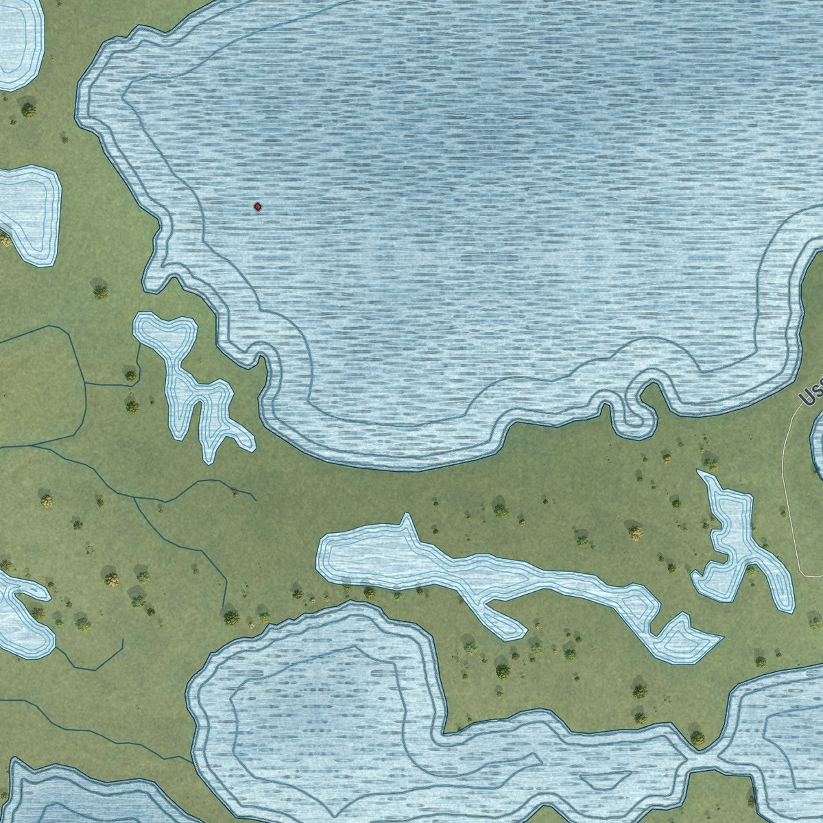 Close-up of the map of Kwigillingok, Alaska print showing street and building detail