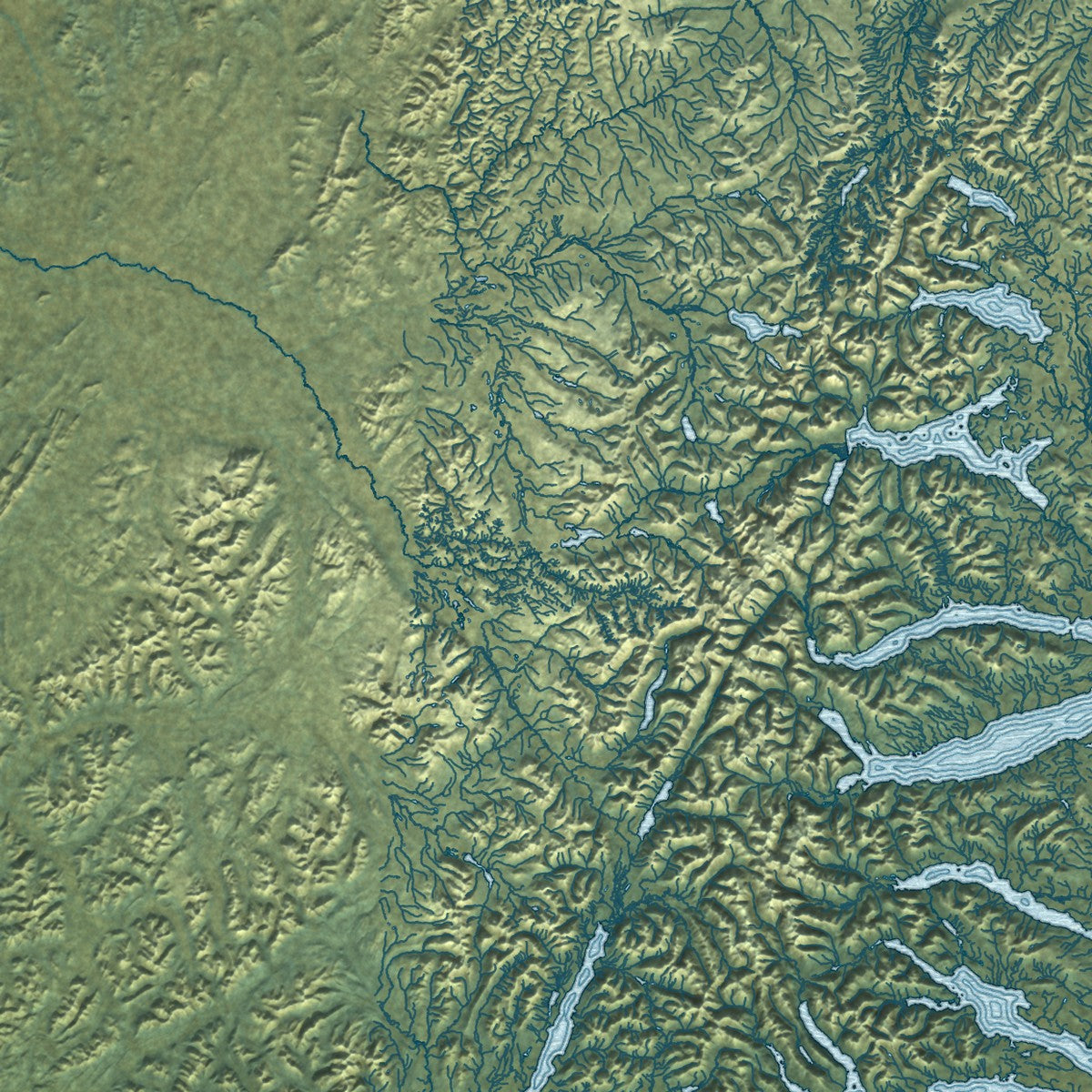Close-up of the map of Lake and Peninsula, Alaska print showing street and building detail
