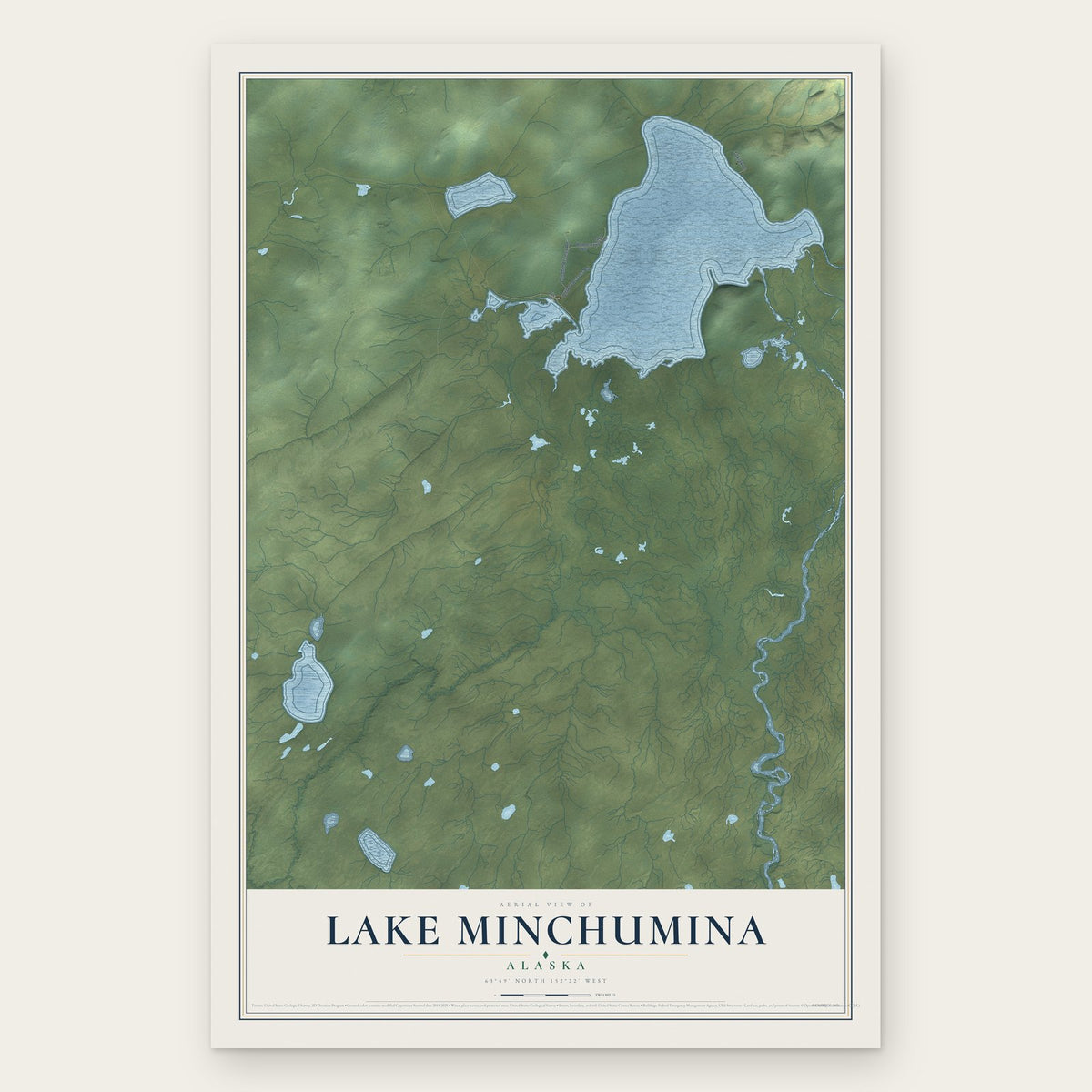 Lake Minchumina, Alaska map print, the full design