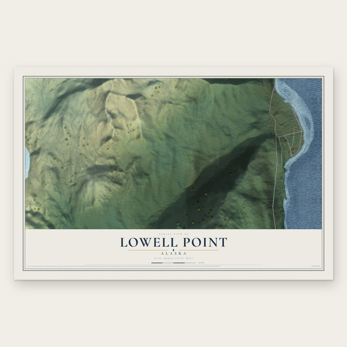 Lowell Point, Alaska map print, the full design