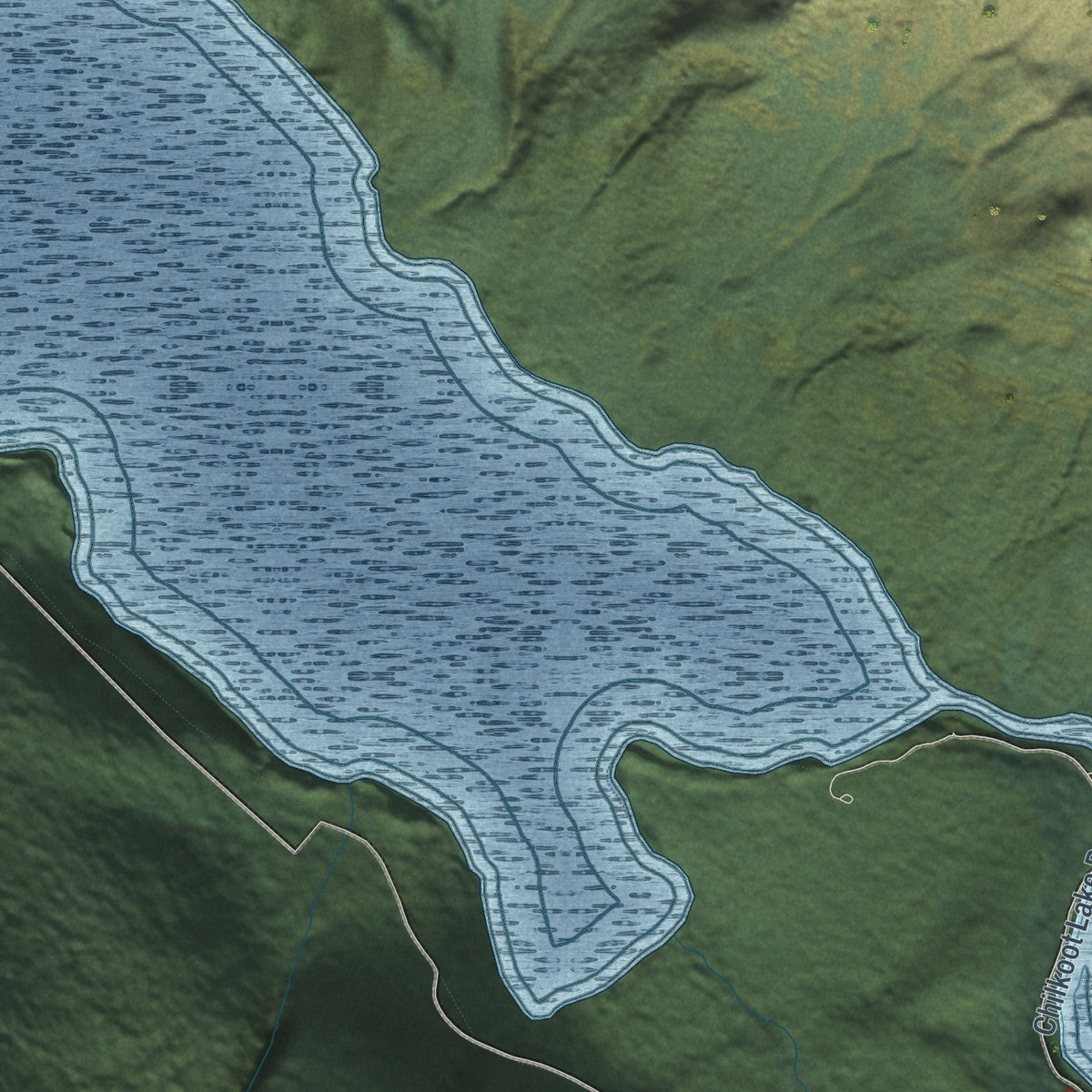 Close-up of the map of Lutak, Alaska print showing street and building detail