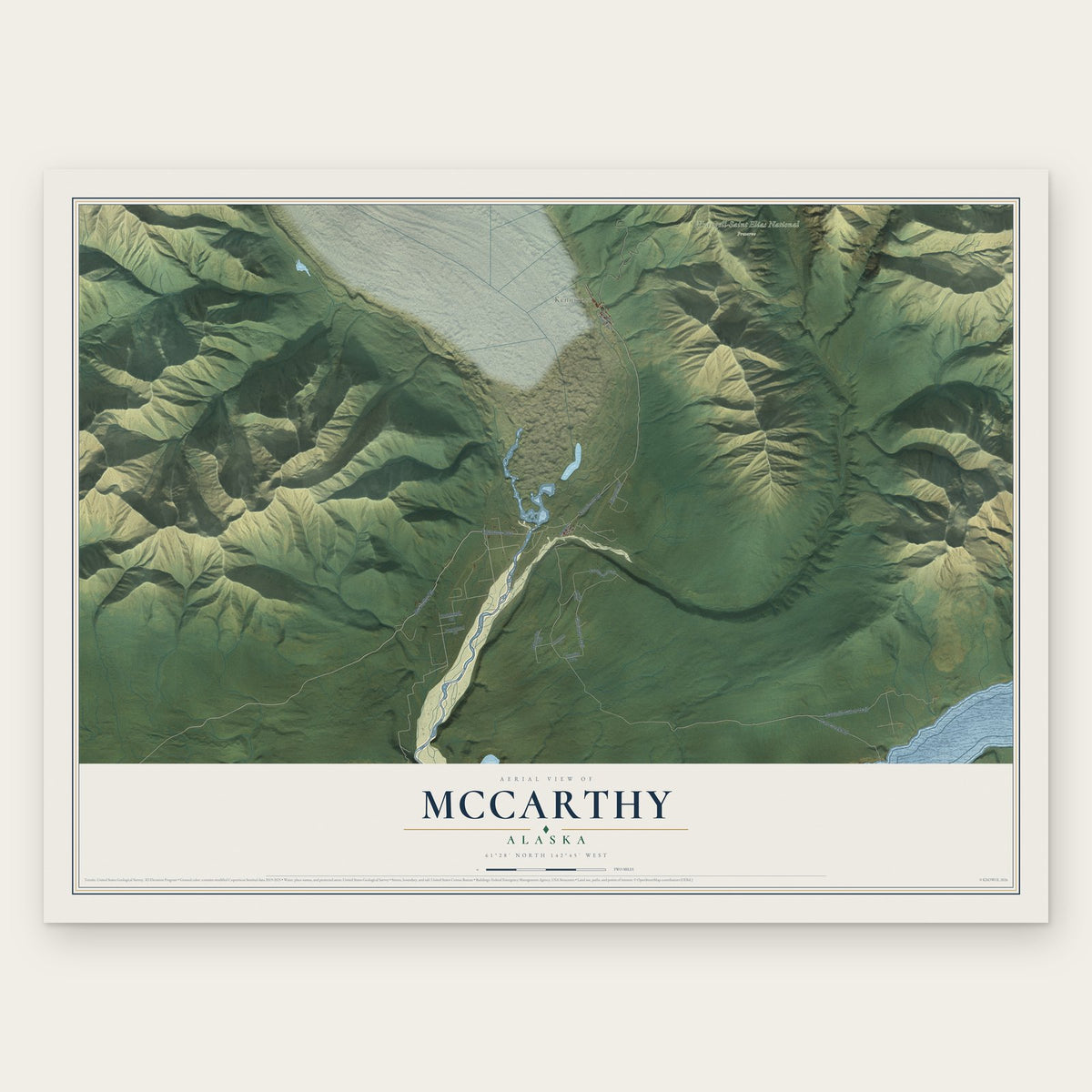 McCarthy, Alaska map print, the full design