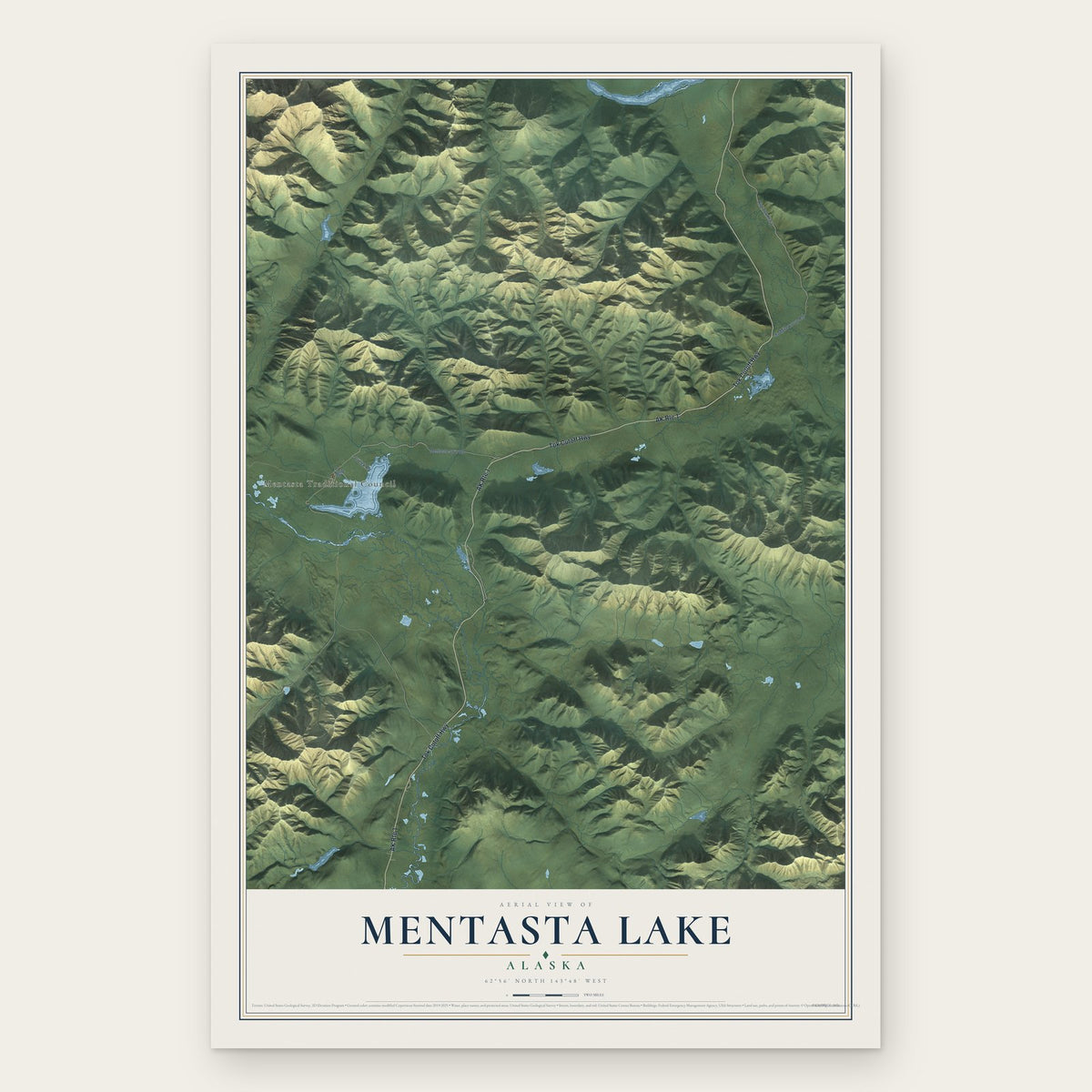 Mentasta Lake, Alaska map print, the full design
