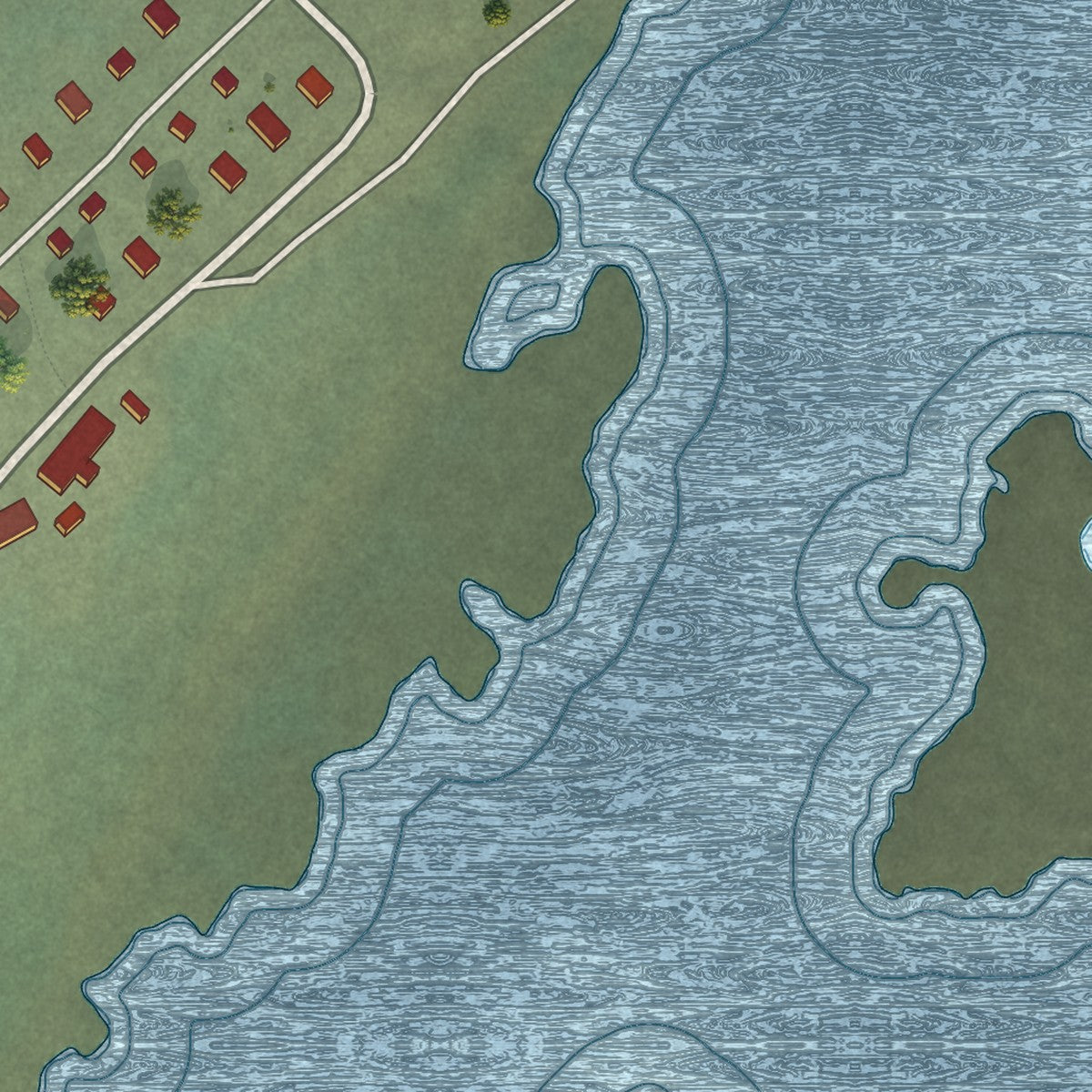 Close-up of the map of Minto, Alaska print showing street and building detail
