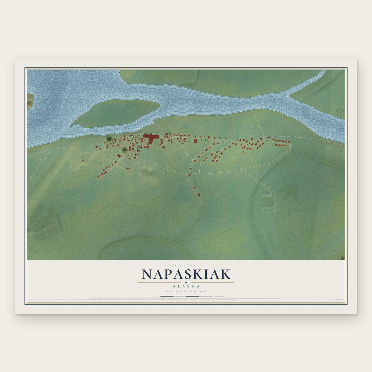 Napaskiak, Alaska map print, the full design