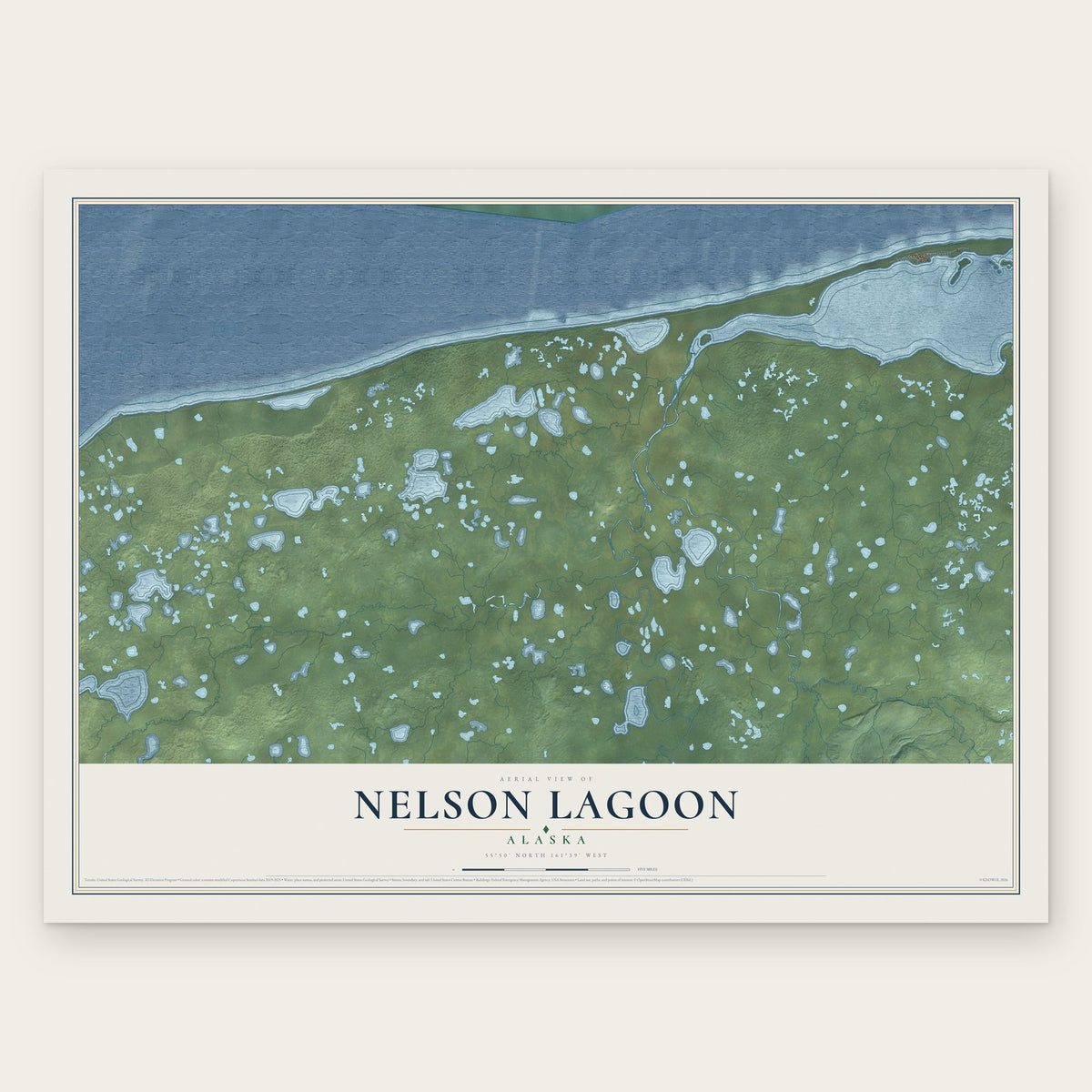 Nelson Lagoon, Alaska map print, the full design
