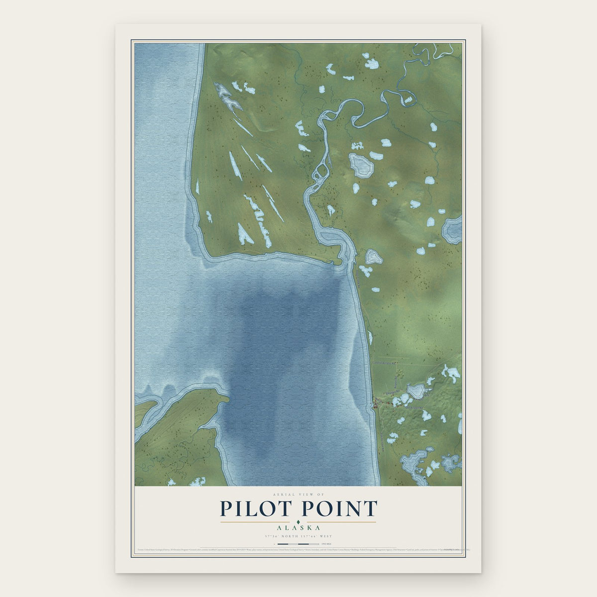 Pilot Point, Alaska map print, the full design