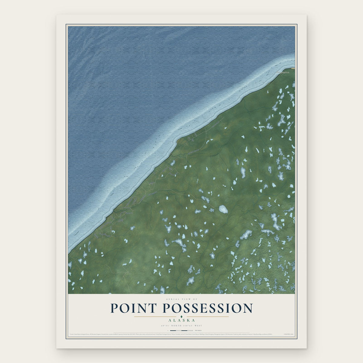 Point Possession, Alaska map print, the full design
