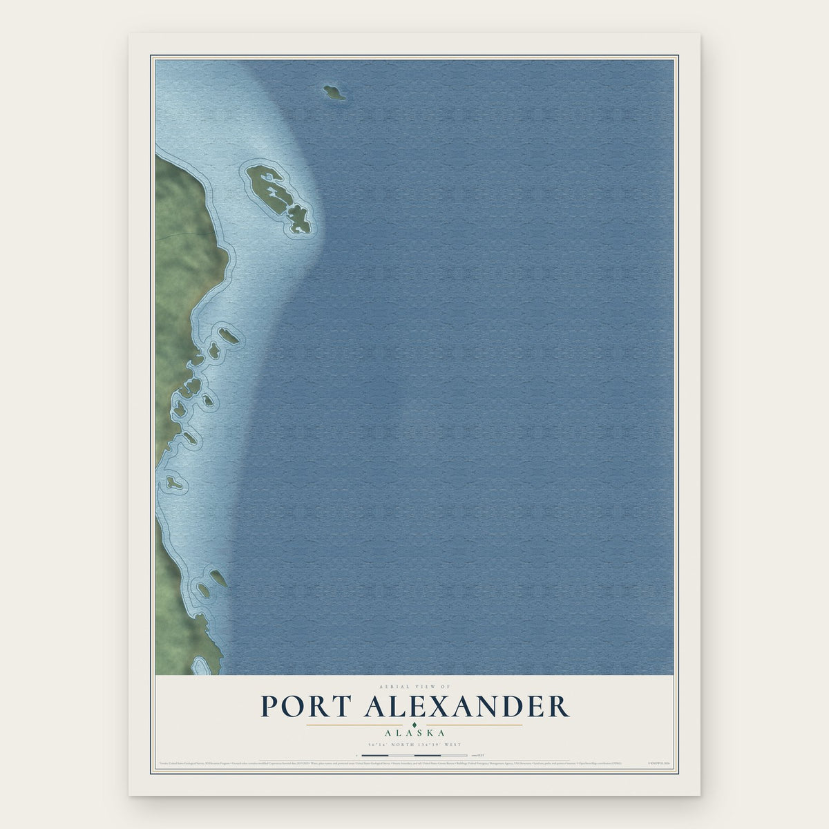 Port Alexander, Alaska map print, the full design