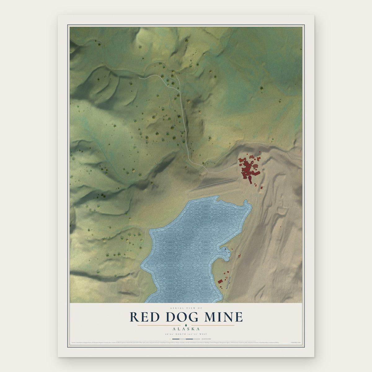 Red Dog Mine, Alaska map print, the full design