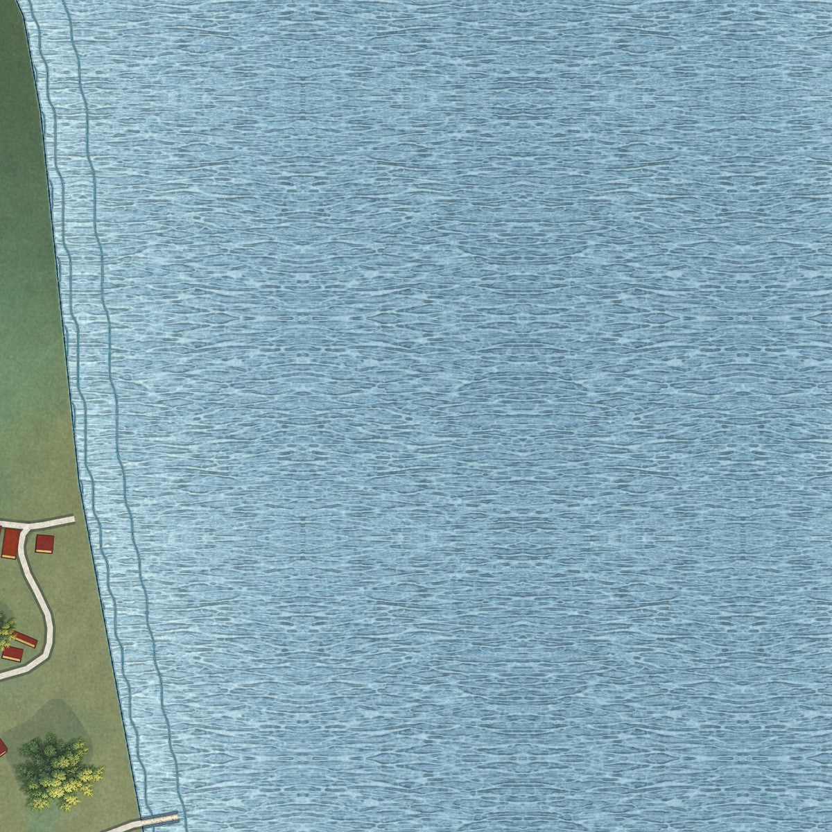 Close-up of the map of Russian Mission, Alaska print showing street and building detail