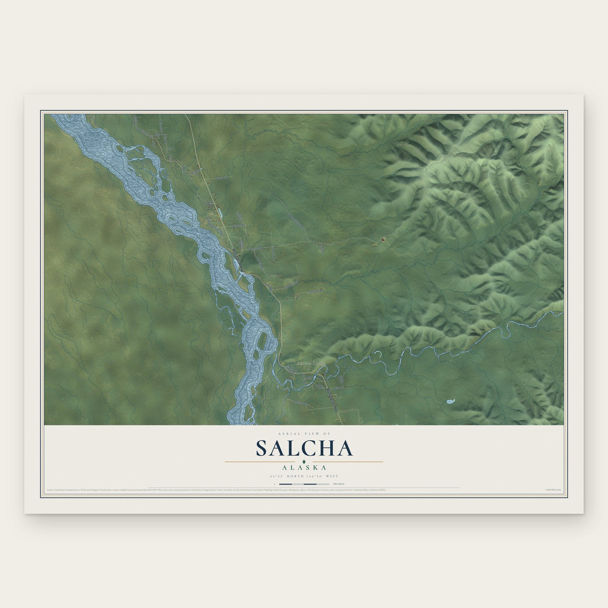 Salcha, Alaska map print, the full design