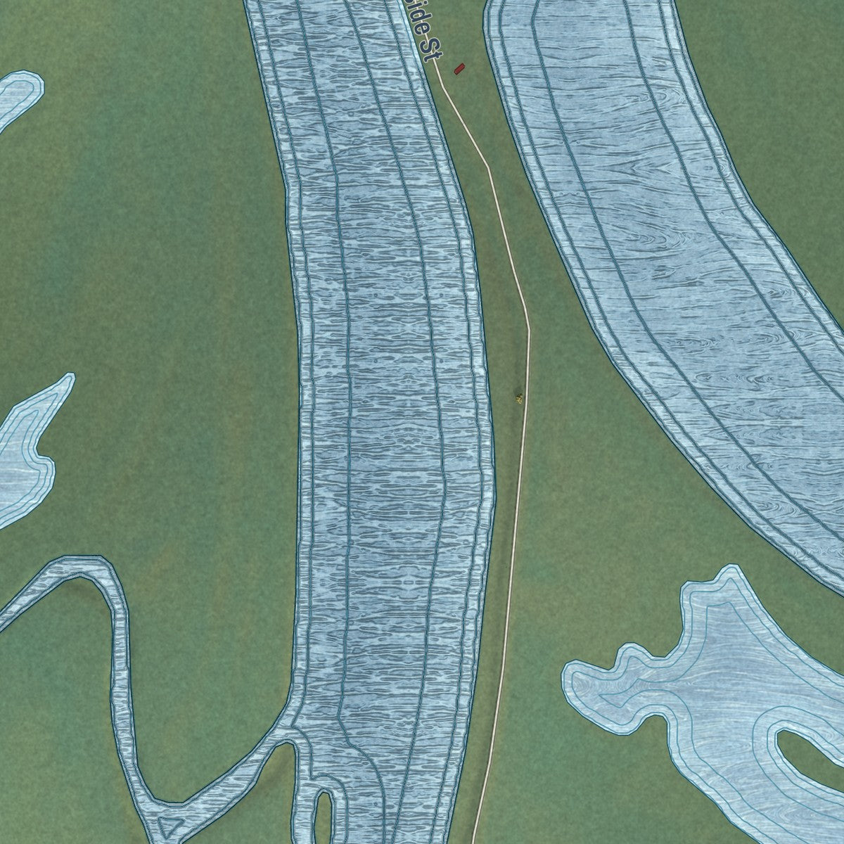 Close-up of the map of Shageluk, Alaska print showing street and building detail