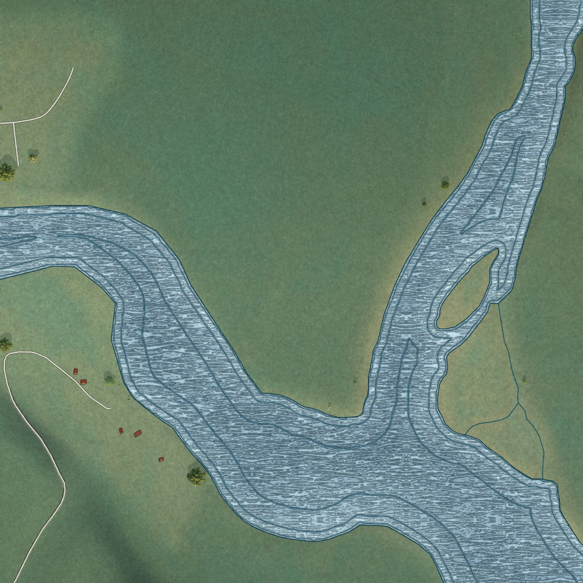 Close-up of the map of Silver Springs, Alaska print showing street and building detail
