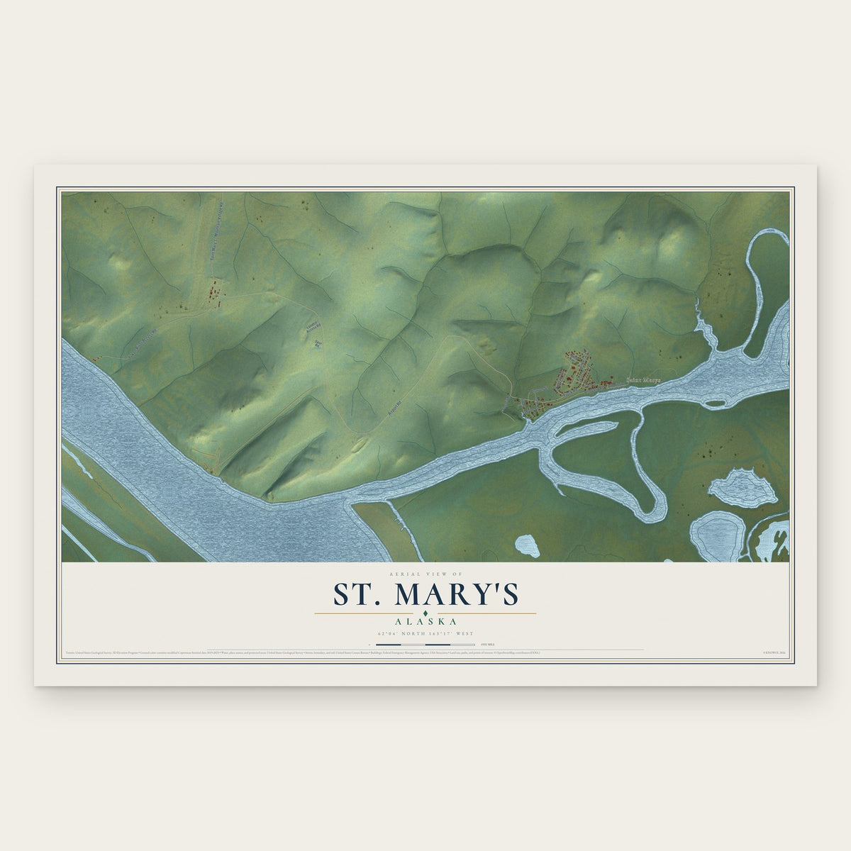 St. Mary's, Alaska map print, the full design