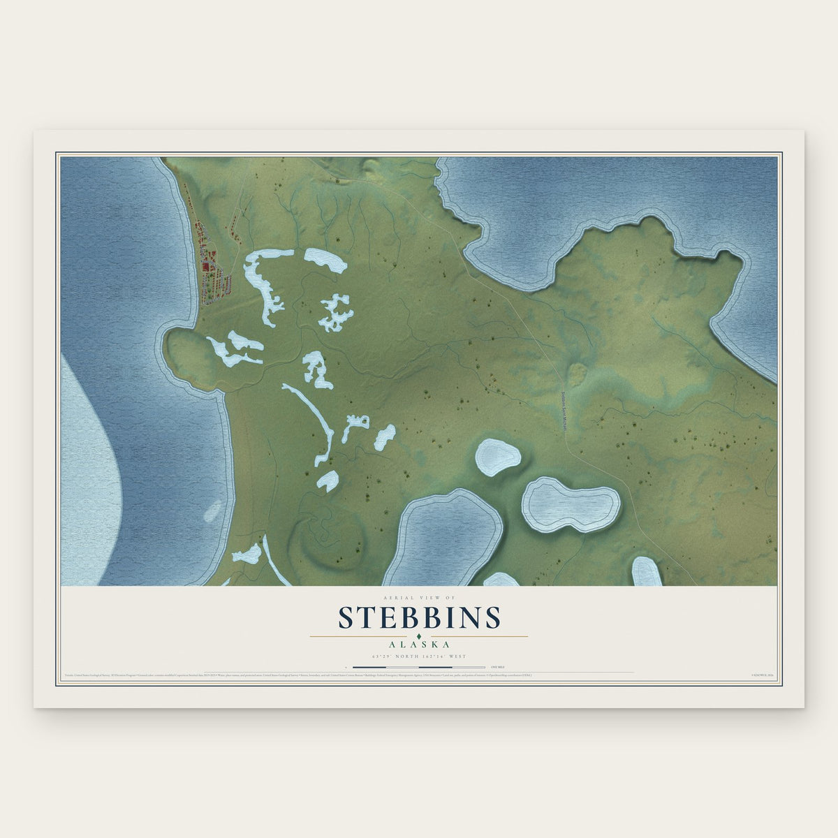 Stebbins, Alaska map print, the full design