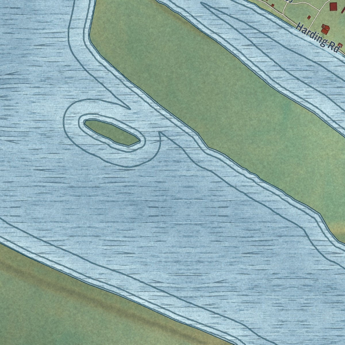 Close-up of the map of Stevens Village, Alaska print showing street and building detail