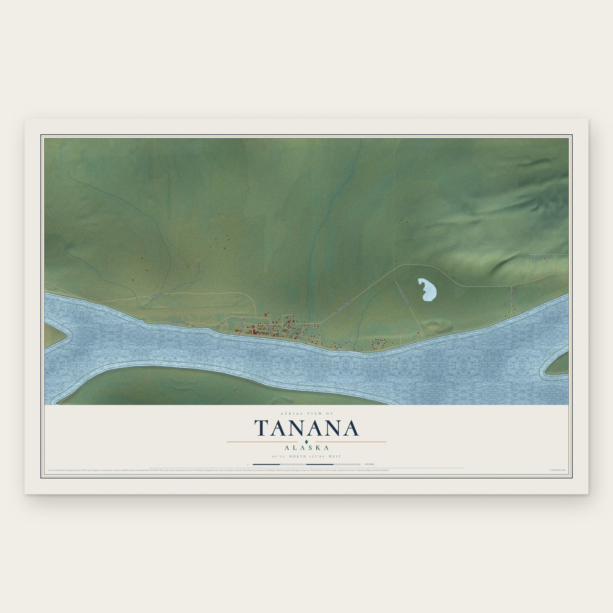 Tanana, Alaska map print, the full design